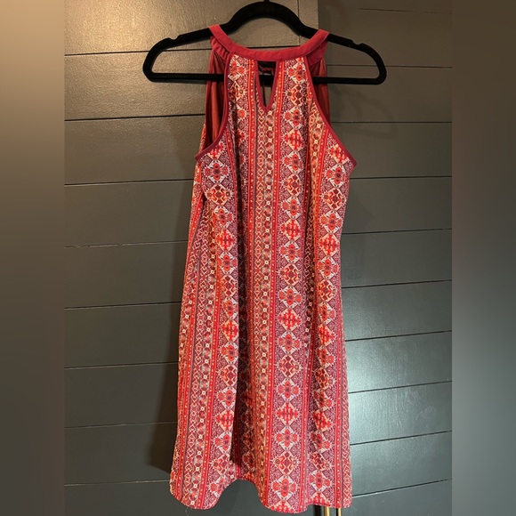 Pink Rose Tunic Mini Dress Woman’s Aztec Print Halter Neck Sleeveless small - Picture 3 of 4